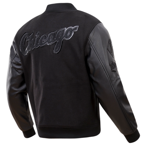 Pro Standard Chicago White Sox Triple Black Wool Varsity Jckt - Men's - Image 4