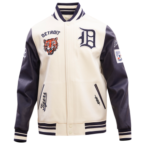 Pro Standard Detroit Tigers Retro Classic Wool Varsity Jacket - Men's - Eggshell/Midnight Navy