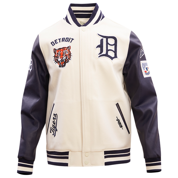 Pro Standard Detroit Tigers Retro Classic Wool Varsity Jacket - Men's - Eggshell/Midnight Navy