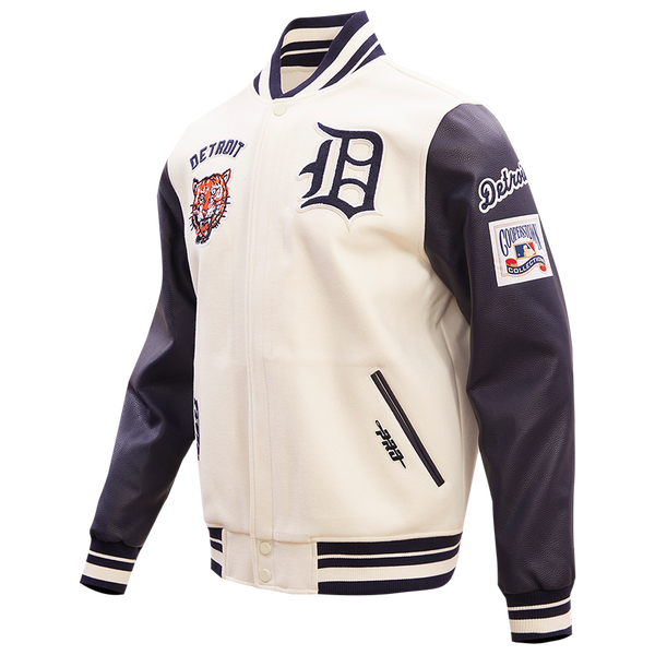Pro Standard Detroit Tigers Retro Classic Wool Varsity Jacket - Men's - Eggshell/Midnight Navy - Image 3