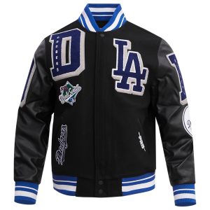 Pro Standard Los Angeles Dodgers Mash Up Wool Varsity Jacket - Men's - Black/Dodger Blue
