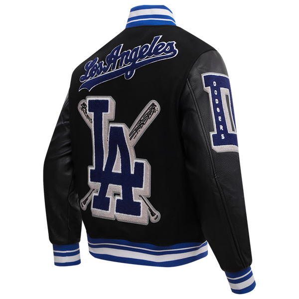 Pro Standard Los Angeles Dodgers Mash Up Wool Varsity Jacket - Men's - Black/Dodger Blue - Image 4