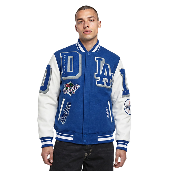 Pro Standard Los Angeles Dodgers Mash Up Wool Varsity Jacket - Men's - White/Dodger Blue