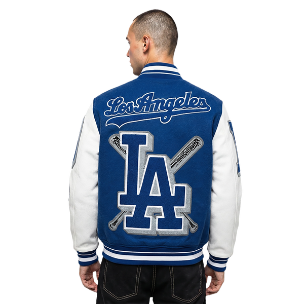 Pro Standard Los Angeles Dodgers Mash Up Wool Varsity Jacket - Men's - White/Dodger Blue - Image 2