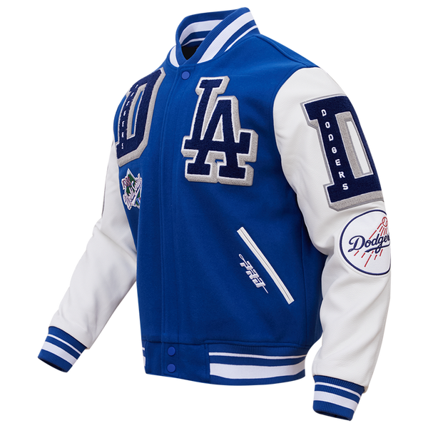 Pro Standard Los Angeles Dodgers Mash Up Wool Varsity Jacket - Men's - White/Dodger Blue - Image 5