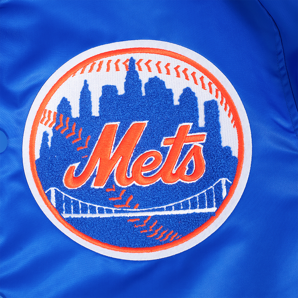 Pro Standard New York Mets Old English Rib Satin Jacket - Men's - Orange/Royal/Royal - Image 6