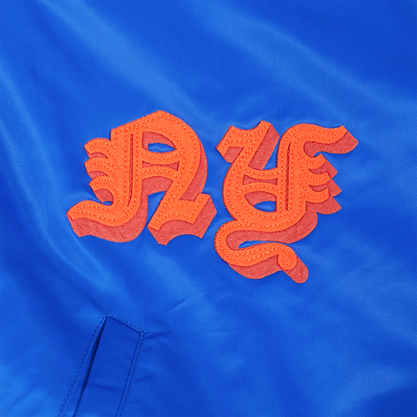 Pro Standard New York Mets Old English Rib Satin Jacket - Men's - Orange/Royal/Royal - Image 7
