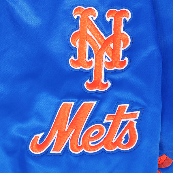 Pro Standard New York Mets Old English Rib Satin Jacket - Men's - Orange/Royal/Royal - Image 8
