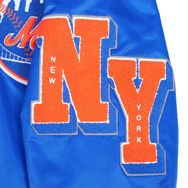 Pro Standard New York Mets Old English Rib Satin Jacket - Men's - Orange/Royal/Royal - Image 9