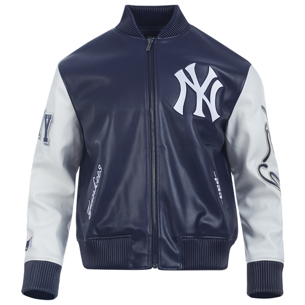 Pro Standard New York Yankees City Signature Varsity Jacket - Men's - Midnight Navy/White