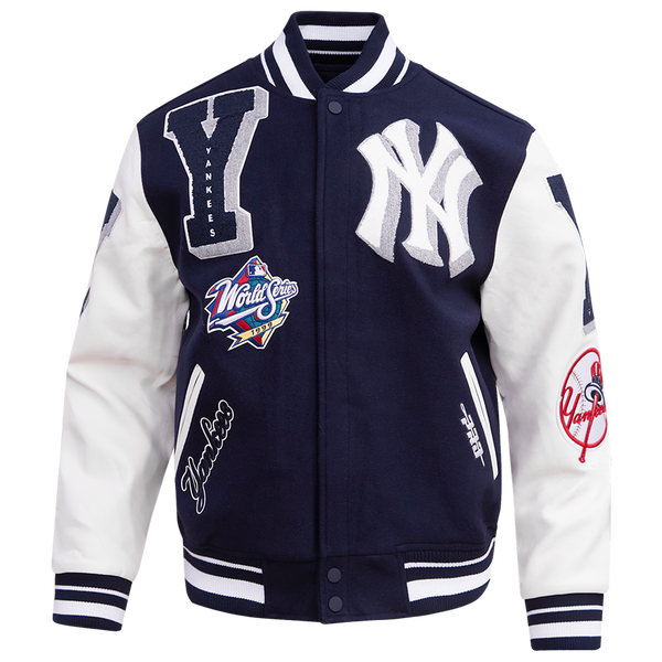 Pro Standard New York Yankees Mash Up Rib Wool Varsity Jacket - Men's - White/Midnight Navy