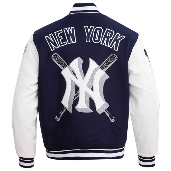 Pro Standard New York Yankees Mash Up Rib Wool Varsity Jacket - Men's - White/Midnight Navy - Image 2