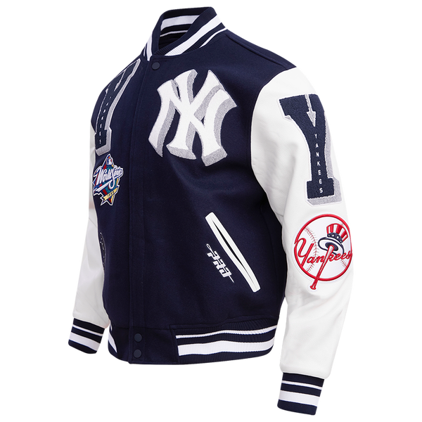 Pro Standard New York Yankees Mash Up Rib Wool Varsity Jacket - Men's - White/Midnight Navy - Image 3