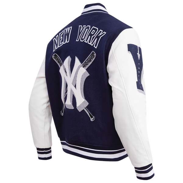 Pro Standard New York Yankees Mash Up Rib Wool Varsity Jacket - Men's - White/Midnight Navy - Image 4