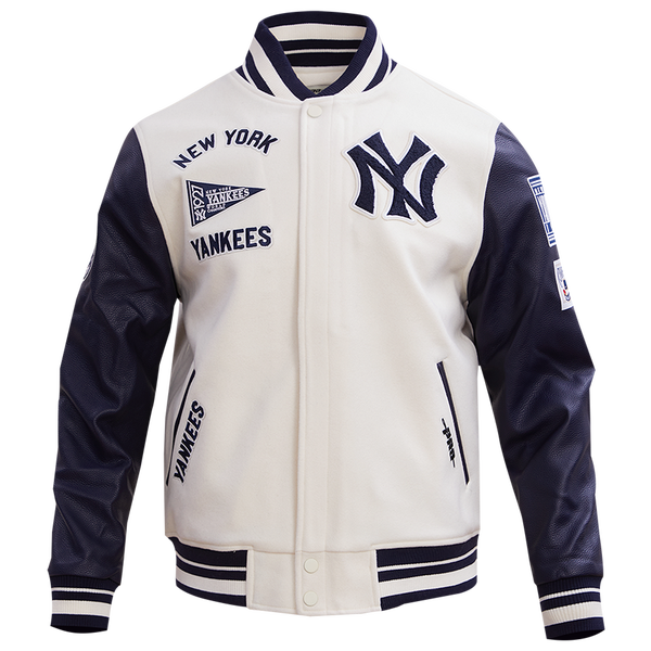 Pro Standard New York Yankees Retro Clssc Wool Varsity Jacket - Men's - Eggshell/Midnight Navy