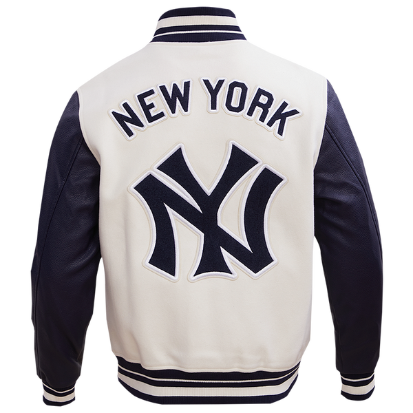 Pro Standard New York Yankees Retro Clssc Wool Varsity Jacket - Men's - Eggshell/Midnight Navy - Image 2