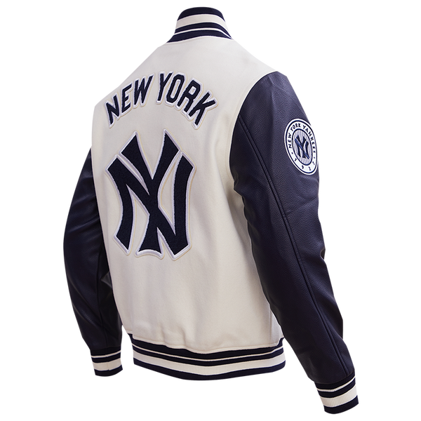 Pro Standard New York Yankees Retro Clssc Wool Varsity Jacket - Men's - Eggshell/Midnight Navy - Image 4