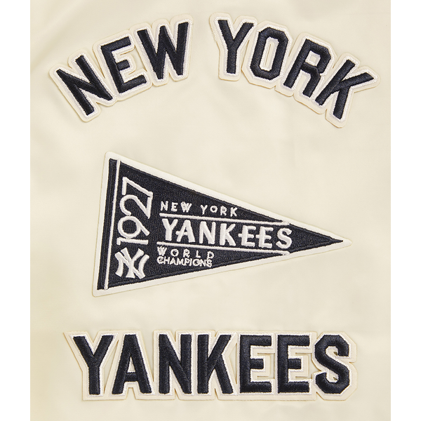 Pro Standard New York Yankees Retro Classic Rib Satin Jacket - Men's - Eggshell/Midnight Navy - Image 5