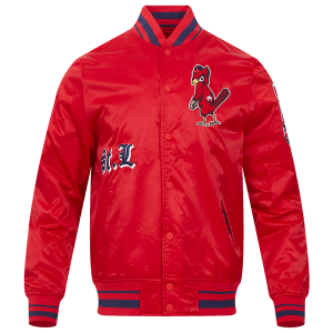Pro Standard St. Louis Cardinals Old English Rib Satin Jacket - Men's - Red/Midnight Navy/Red