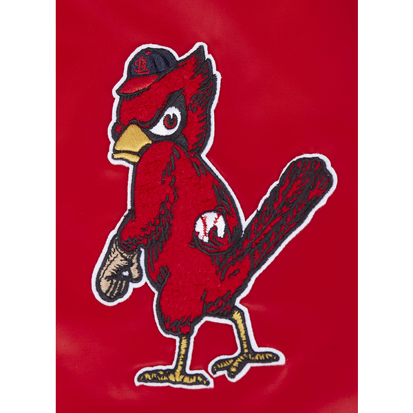Pro Standard St. Louis Cardinals Old English Rib Satin Jacket - Men's - Red/Midnight Navy/Red - Image 7