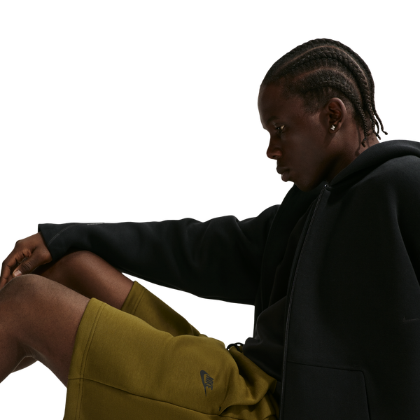 Nike Tech Fleece Shorts - Men's - Black/Olive Flak - Image 3