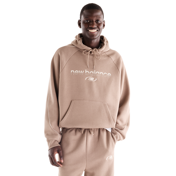 New Balance Trackside Pullover Hoodie - Men's - Timberwolf Piping/Mushroom