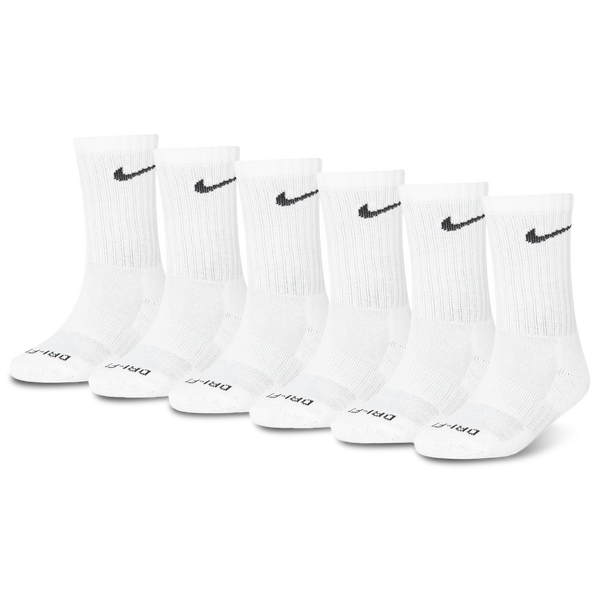 Nike 6 Pack Dri-FIT Performance Basic Crew Socks - Boys' Preschool - White/Black
