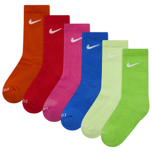 Nike 6 Pack Dri-FIT Performance Basic Crew Socks - Boys' Preschool - Barely Volt