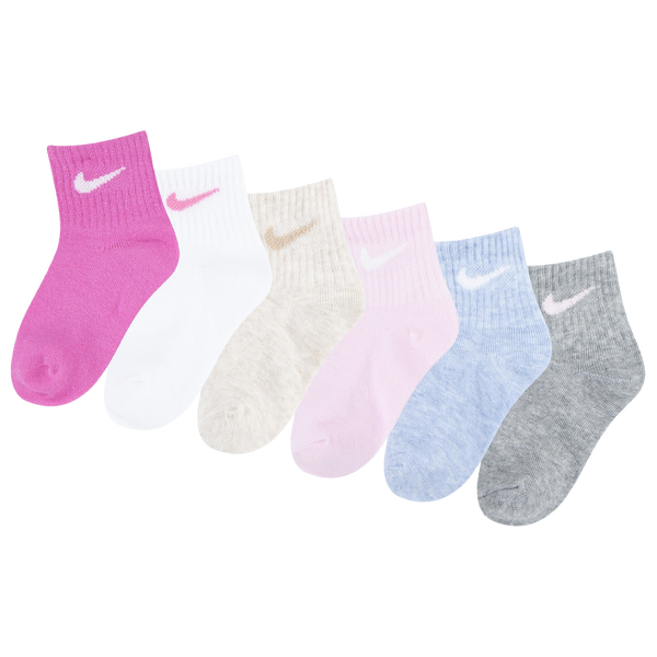 Nike Swoosh 6 Pack Ankle Socks - Boys' Infant - White/Pink - Image 2