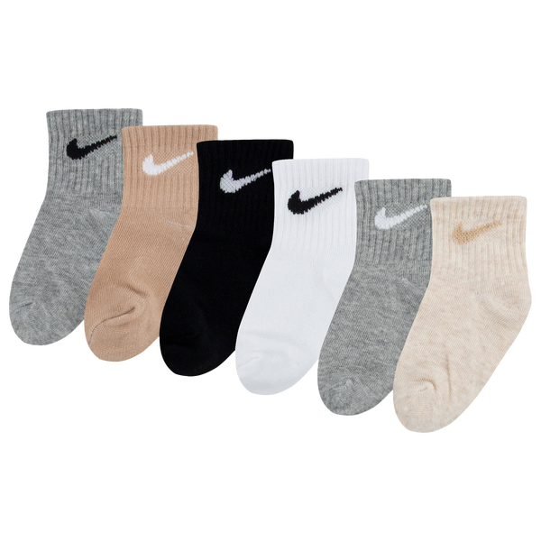 Nike Swoosh 6 Pack Ankle Socks - Boys' Infant - Dark Grey Heather/Black