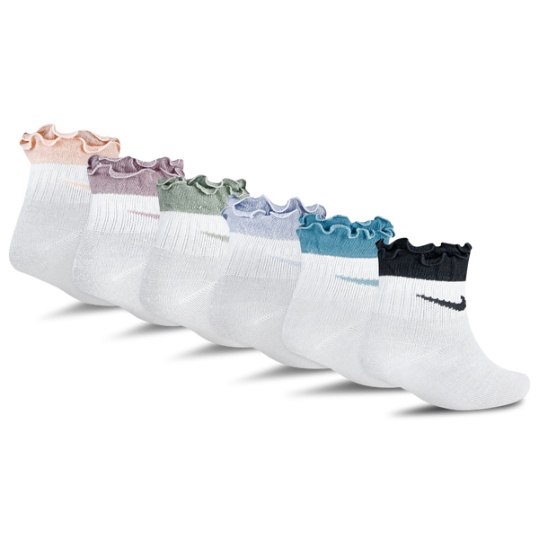 Nike Ruffle Welt Ankle 6 Pack - Girls' Preschool - Washed Coral/Pink/Multi - Image 2