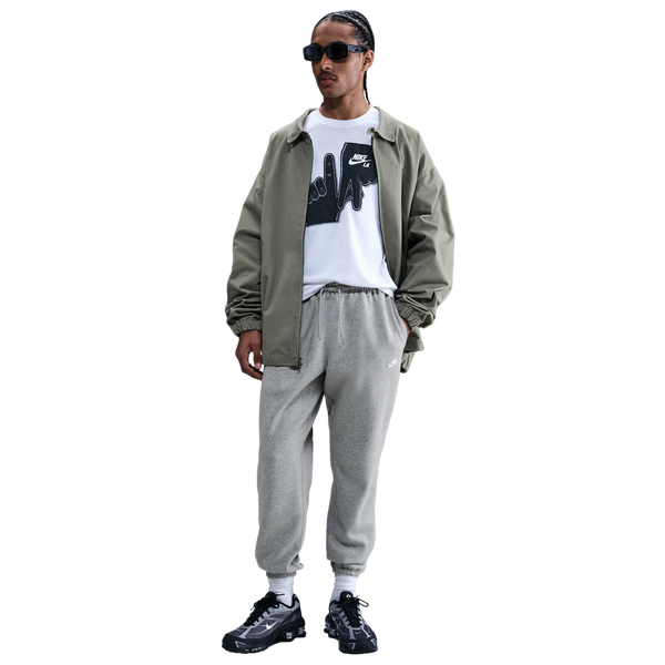 Nike Club Cuff Fleece Pants - Men's - White/Dk Grey Heather/Lt Smoke Grey - Image 3