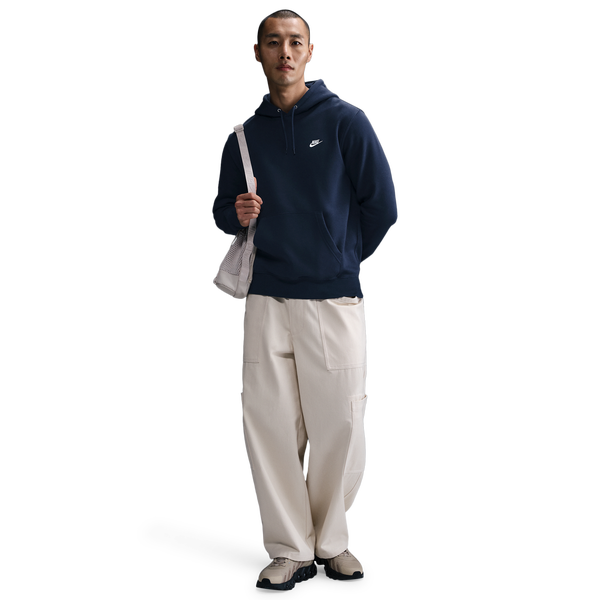 Nike Club Pullover Hoodie - Men's - White/Obsidian/Obsidian - Image 3