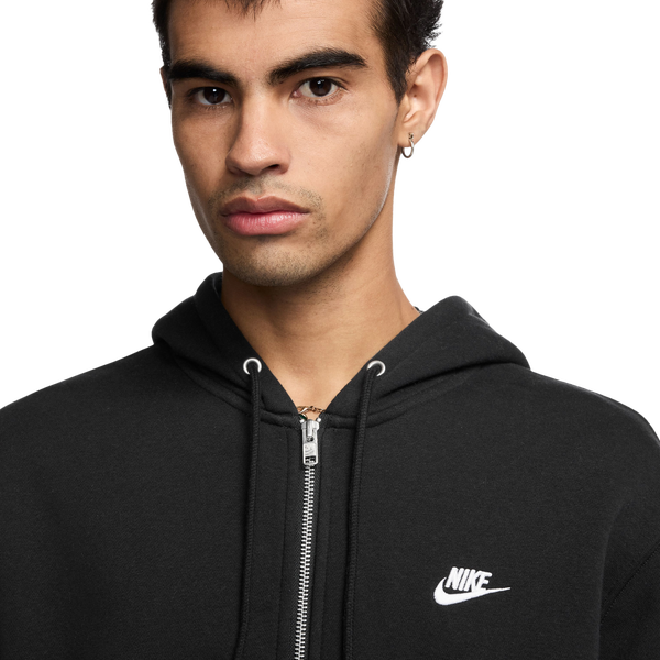 Nike Club Full-Zip Hoodie - Men's - White/Black - Image 3