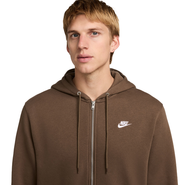 Nike Club Full-Zip Hoodie - Men's - Mosswood/White - Image 3