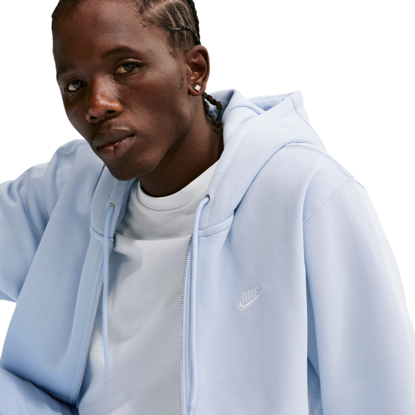 Nike Club Full-Zip Hoodie - Men's - Hydrogen Blue/Hydrogen Blue/White - Image 5