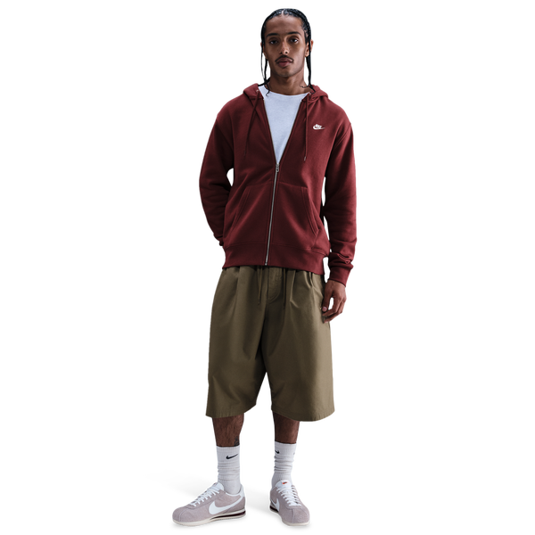 Nike Club Full-Zip Hoodie - Men's - White/Dark Team Red/Dark Team Red - Image 3