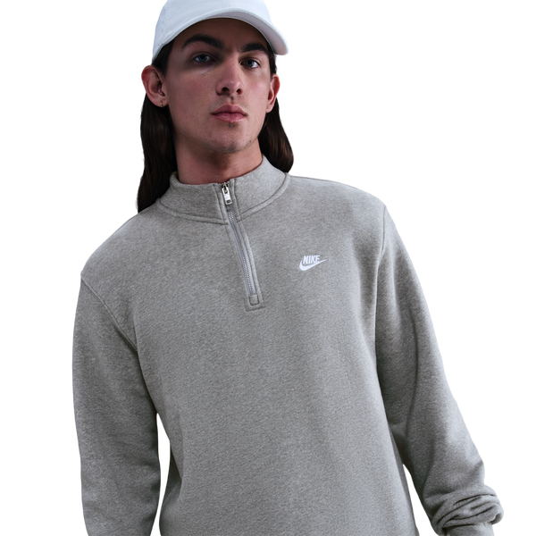 Nike Club Fleece Half-Zip - Men's - Lt Smoke Grey/Dk Grey Heather/White - Image 3