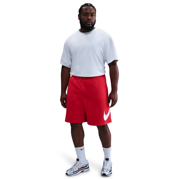 Nike Solo Swoosh Fleece Shorts - Men's - White/Red
