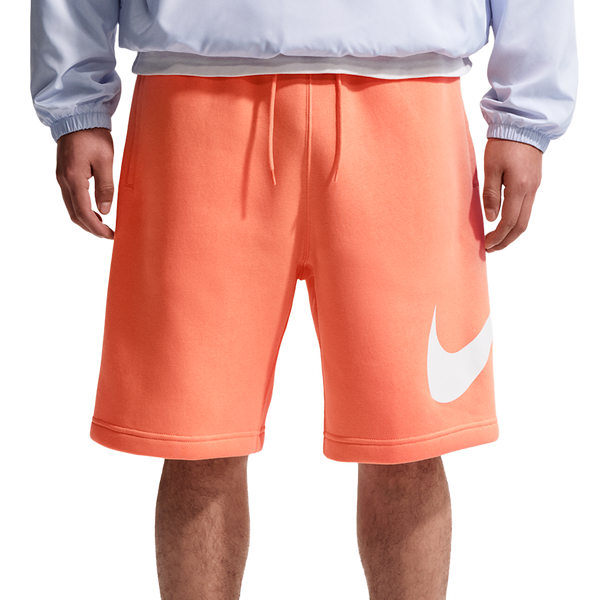 Nike Solo Swoosh Fleece Shorts - Men's - Orange Frost/Orange Frost/White