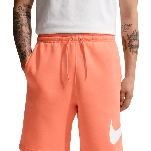 Nike Solo Swoosh Fleece Shorts - Men's - Orange Frost/Orange Frost/White - Image 3