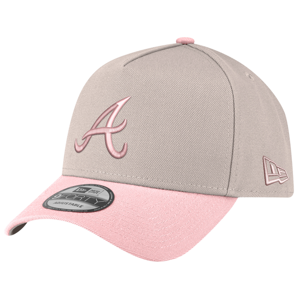 New Era Braves 940AF Cap - Adult - Silver/Pink
