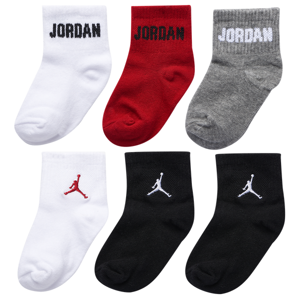 Jordan Everyday Essential 6 Pack Socks - Boys' Infant - Gym Red/Carbon Heather
