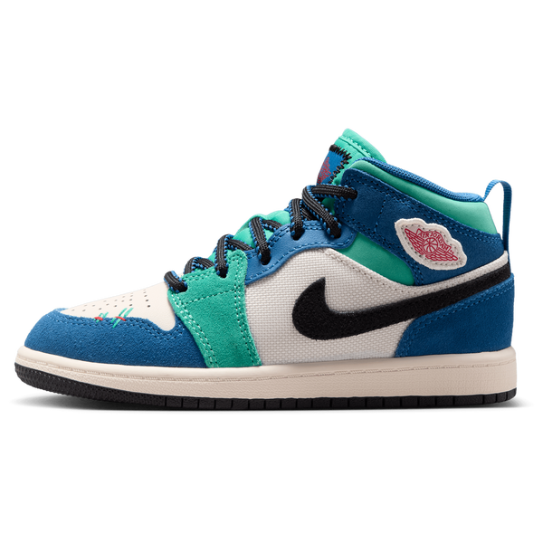Jordan AJ 1 Mid SE - Boys' Preschool - Chalk/University Red/True Blue - Image 2