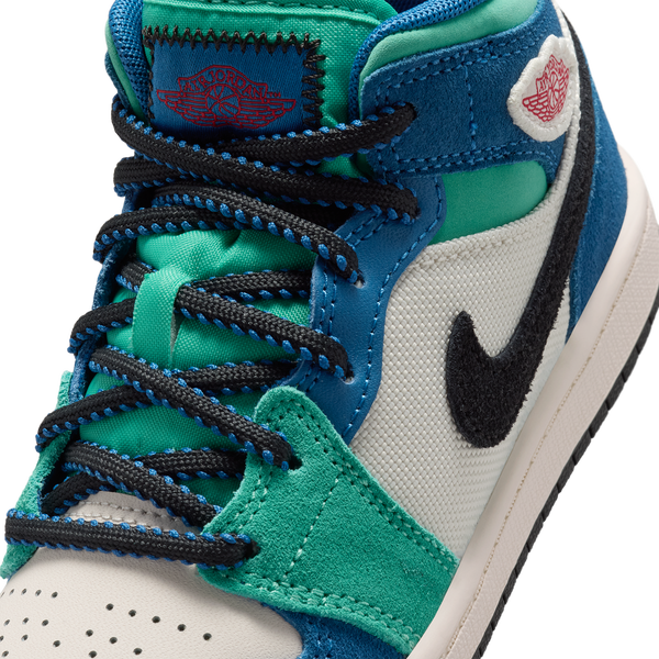 Jordan AJ 1 Mid SE - Boys' Preschool - Chalk/University Red/True Blue - Image 6