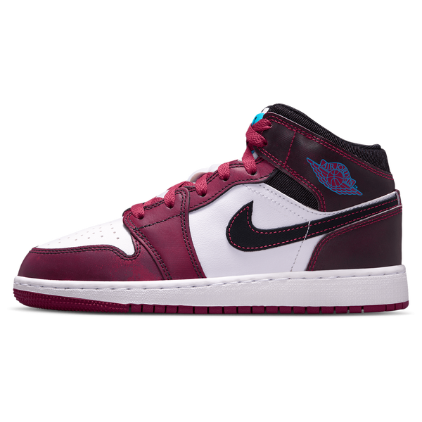 Jordan AJ 1 Mid - Girls' Grade School - Black/Pink/White - Image 2
