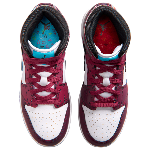 Jordan AJ 1 Mid - Girls' Grade School - Black/Pink/White - Image 4