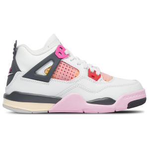 Jordan Retro 4 - Girls' Preschool - Tan/Gray/Pink