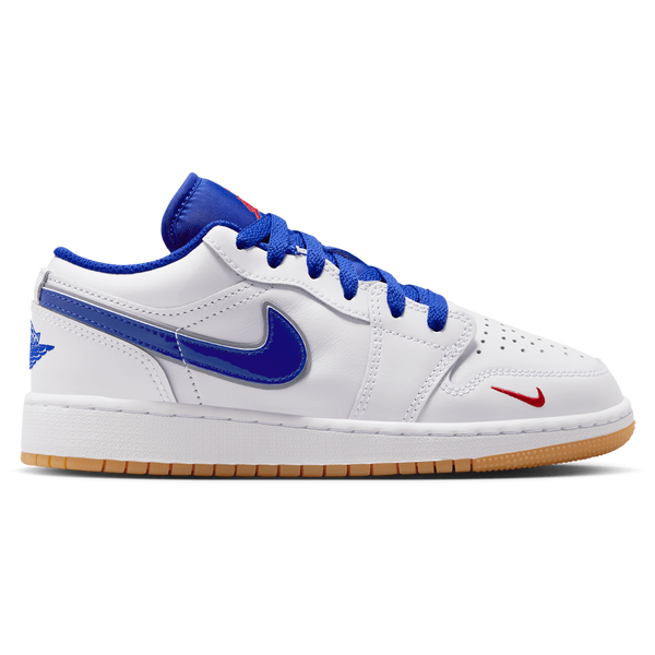 Jordan AJ 1 Low SE - Boys' Grade School - White/University Red/Old Royal