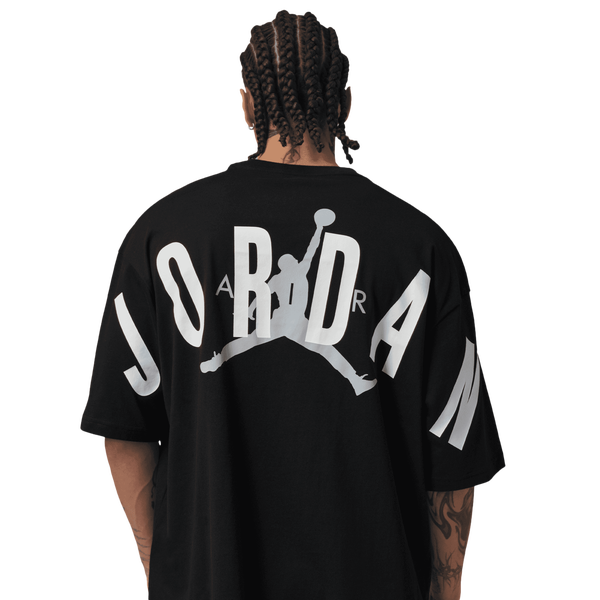Jordan Back Stretch Oversized Short Sleeve Crew - Men's - Black/Wolf Grey - Image 2